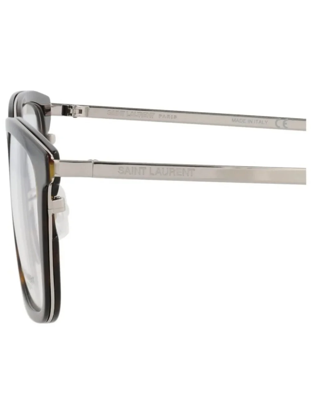 New Saint Laurent Women's Eyeglasses Square Rectangle Metal Frame Unisex Silver